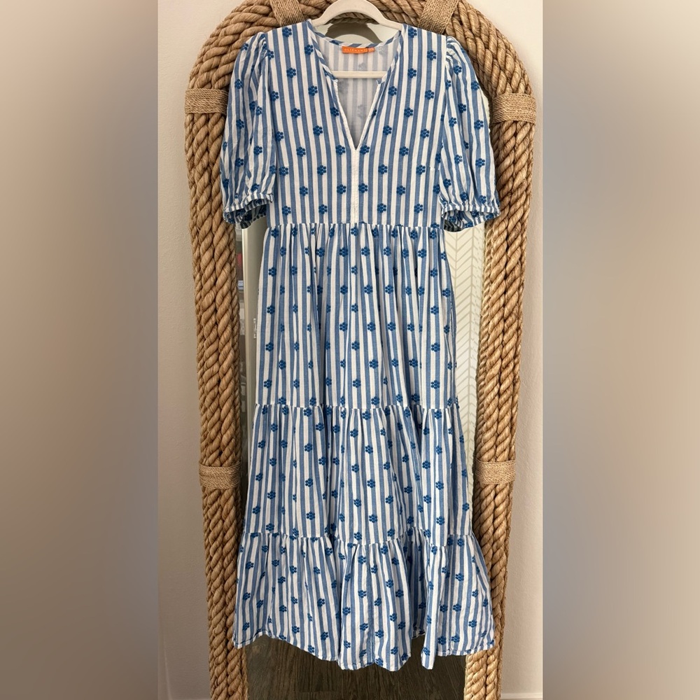 XS OLIPHANT blue and white maxi dress